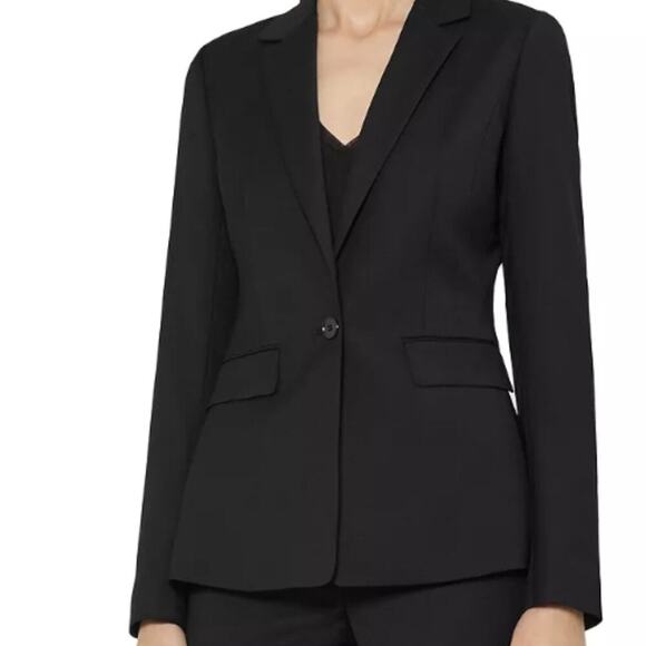 REISS Huxley Tailored Textured Blazer Black - US 4 - Picture 3 of 15